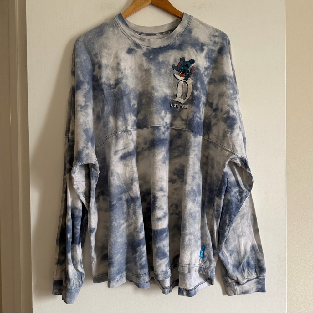 Disneyland Stitch Tie Dye Blue/White Long Sleeve Spirit Jersey size XXL - Picture 4 of 9